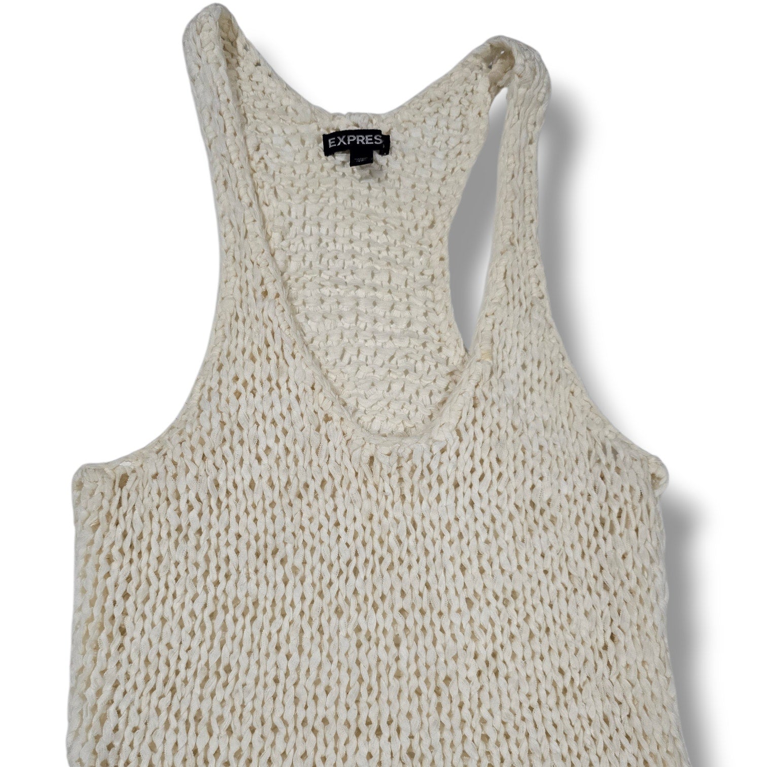Express women's XS Cream Open Knit Racerback Tank Top