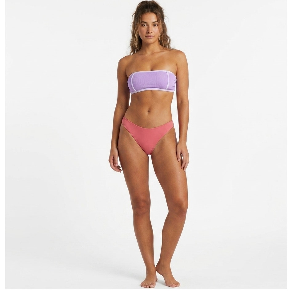 Kona Sol Women’s Purple Terry Textured Bandeau Bikini Top XL NWOT