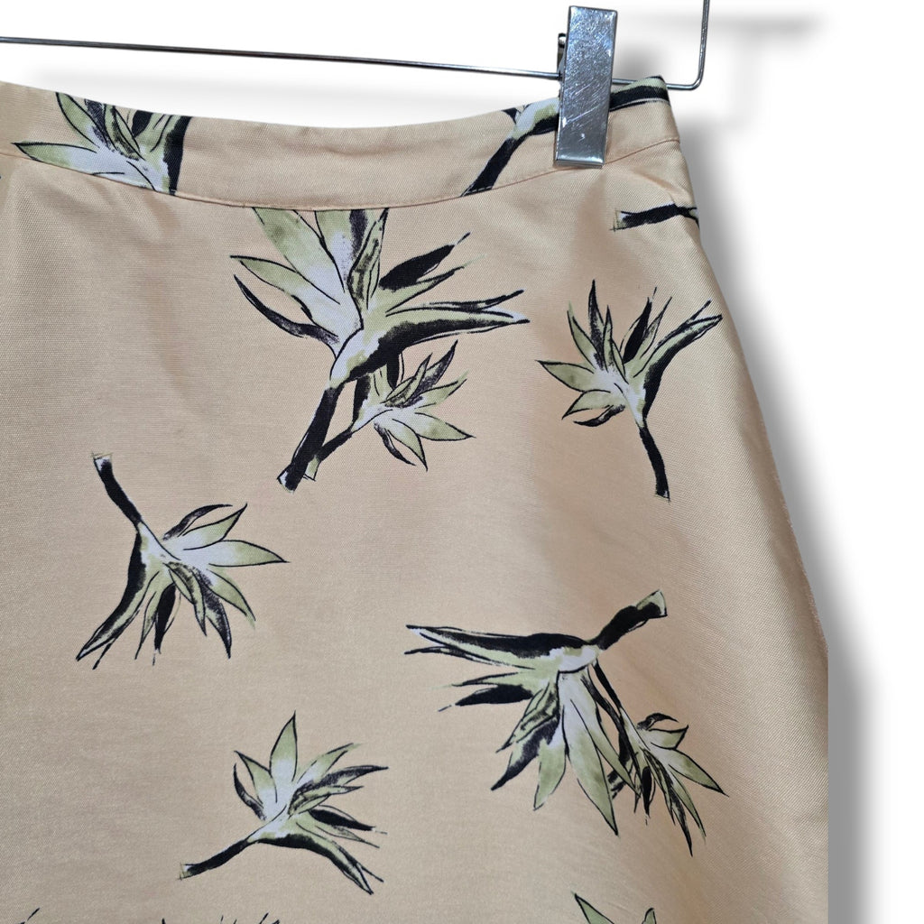 Forever 21 Contemporary Women’s yellow Tropical Floral A-Line Midi Skirt Small
