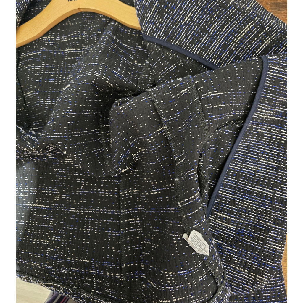 Cabi Women's Size 6 Black Blue Textured Knit Zip Front Blazer Jacket