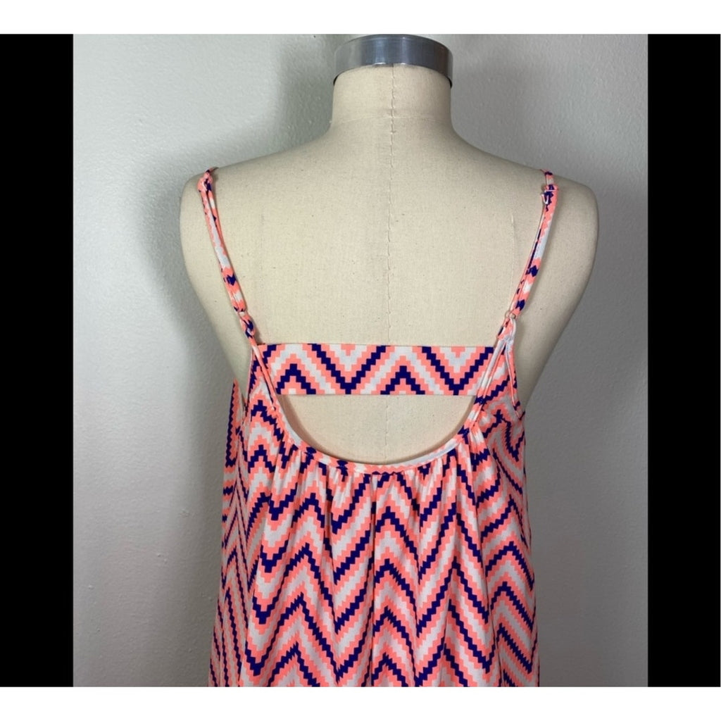 Pink Stitch Women’s Chevron Spaghetti Strap Maxi Dress size 4