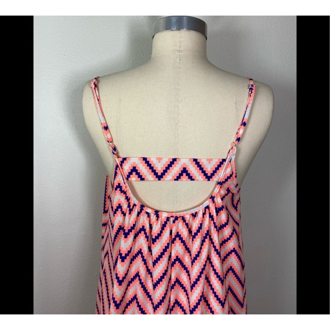 Pink Stitch Women’s Chevron Spaghetti Strap Maxi Dress size 4