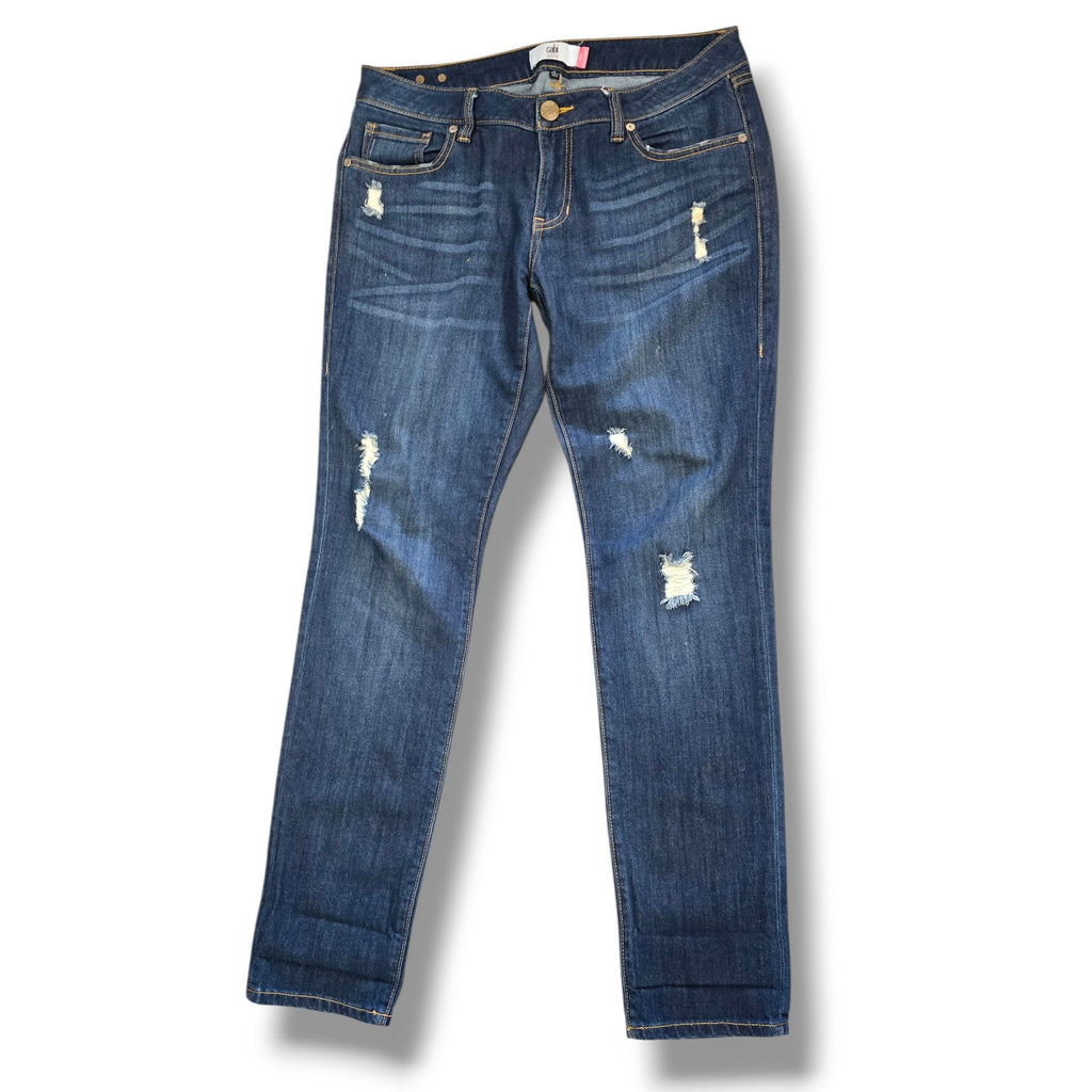 Cabi Slim Boyfriend Distressed Dark Wash Denim Jeans Size 6