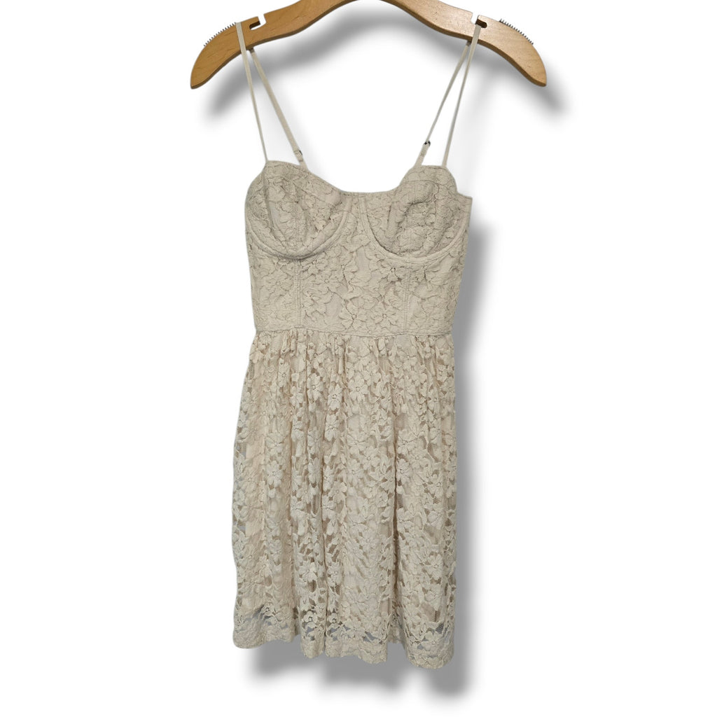 Abercrombie & Fitch Cream Floral Lace Bustier Mini Dress – Small