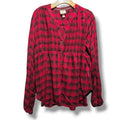 Knox Rose Women's & Black Plaid Smocked Babydoll Blouse - large