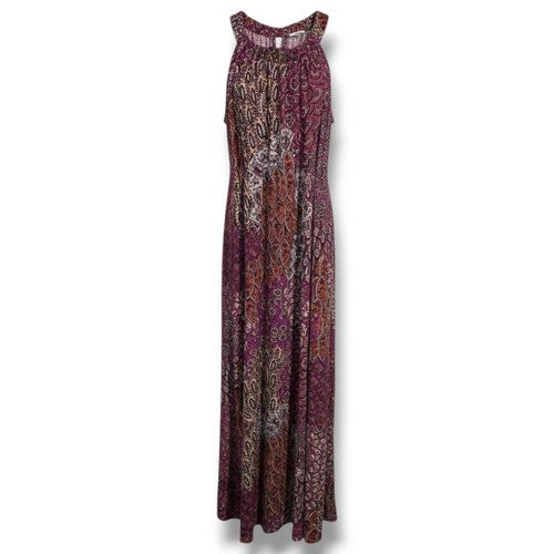 Anne Klein Women’s Multicolor Boho Print Maxi Dress with Side Slits – Size 6