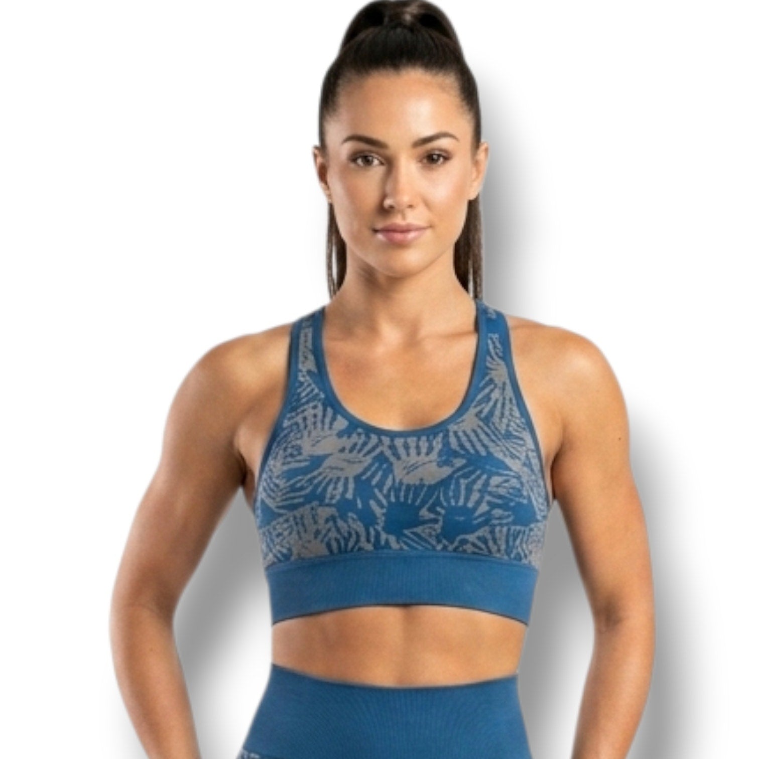 Astro Remiges Women’s High Impact Racerback Sports Bra – Asteroid Blue, Medium