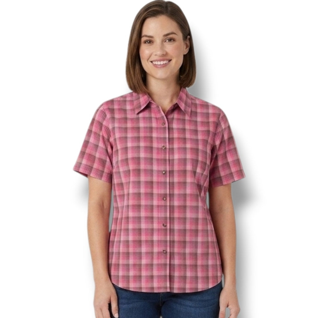 Wrancher by Wrangler Women's XL Pink Plaid Western Button Down Shirt