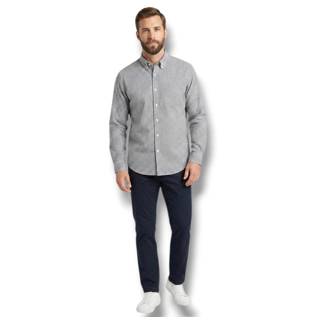 Arrow Dover Men’s Checkered Button-Down Shirt – Black & White, Size 16.5 (36/37)