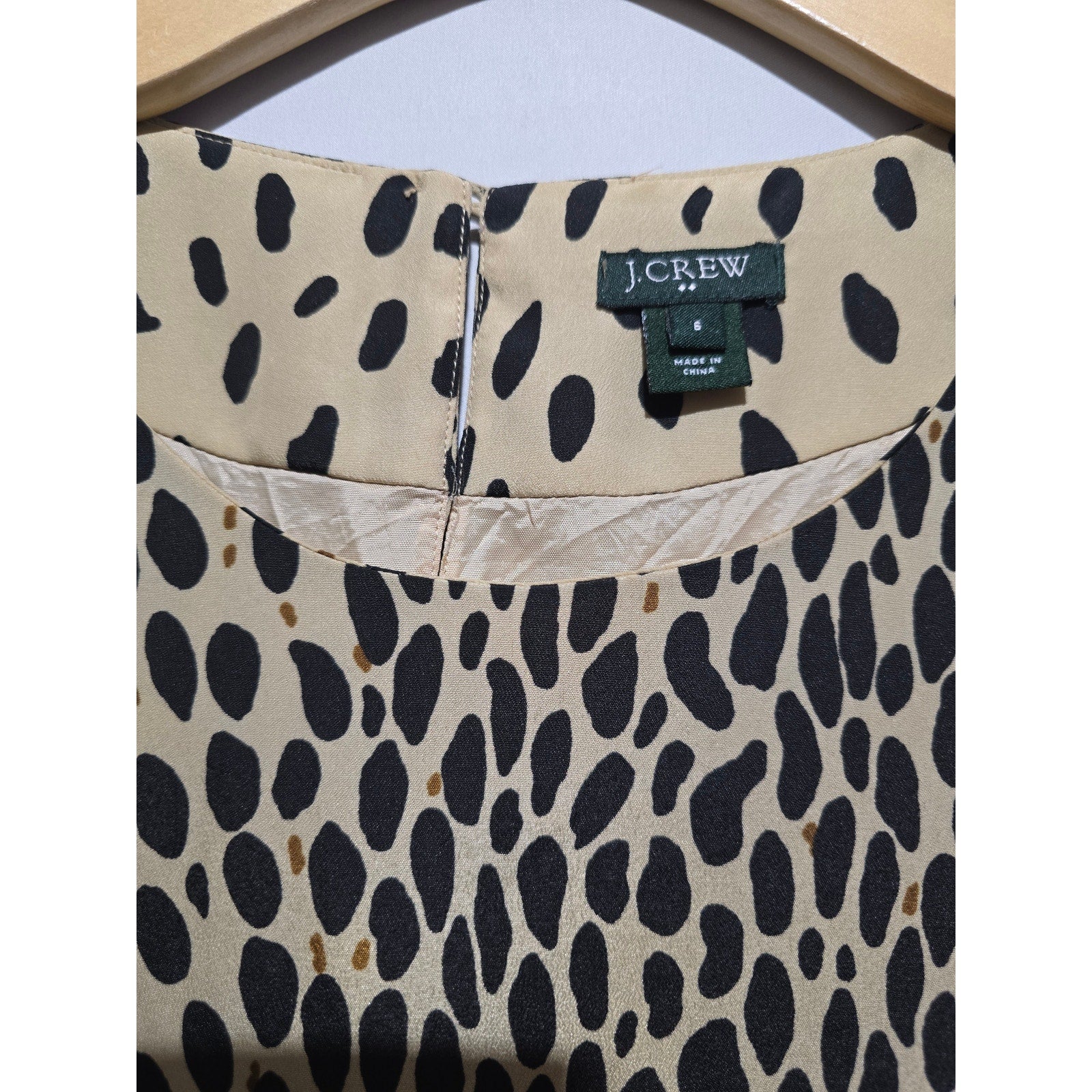 J. Crew Women's Size 6 Tan Black Leopard Print 3/4 Sleeve Shift Dress