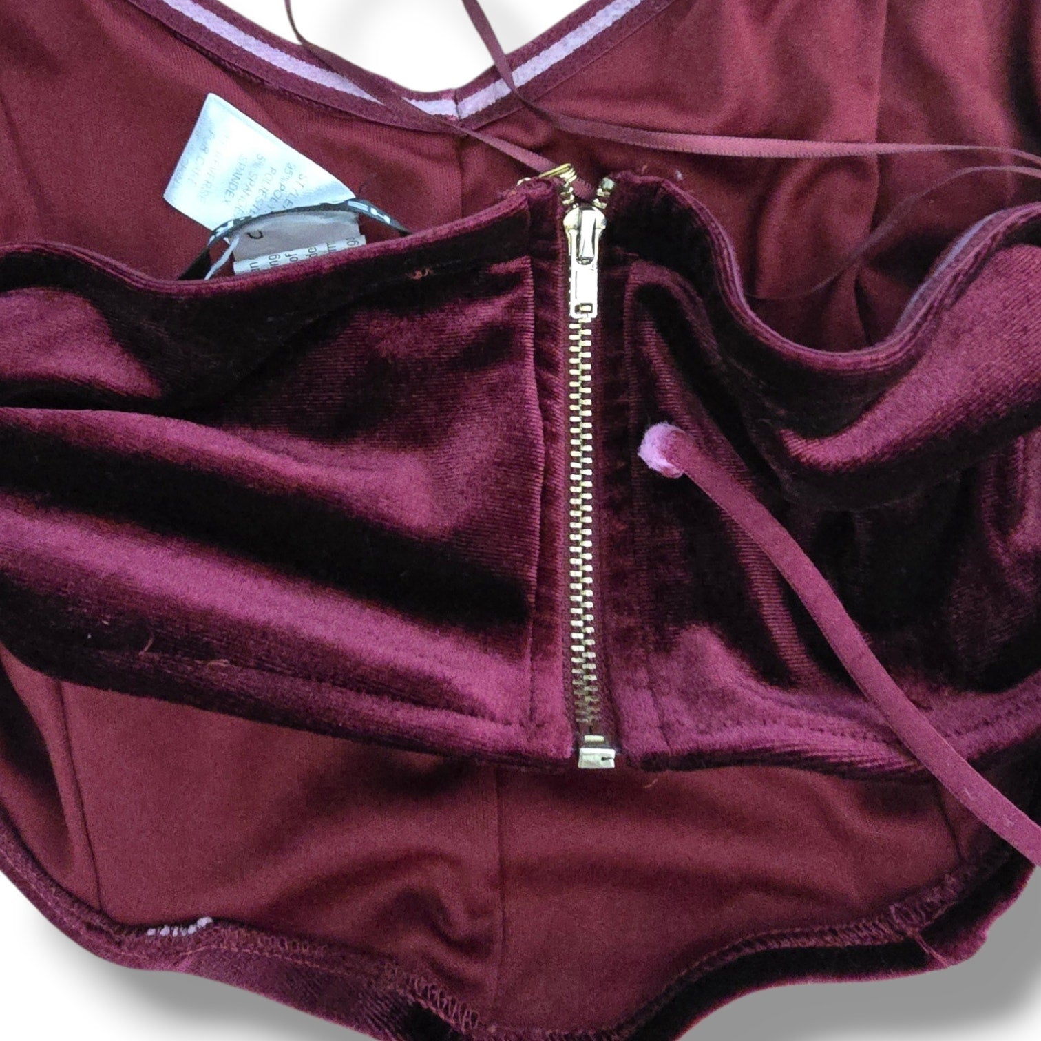 Hearts Rob Women's Size S Maroon Burgundy Velvet Corset Bustier Top