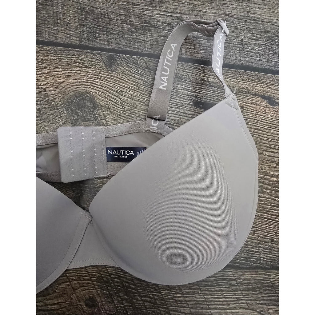 Nautica Intimates T-Shirt Bra 40DD beige Underwire Padded Logo Straps
