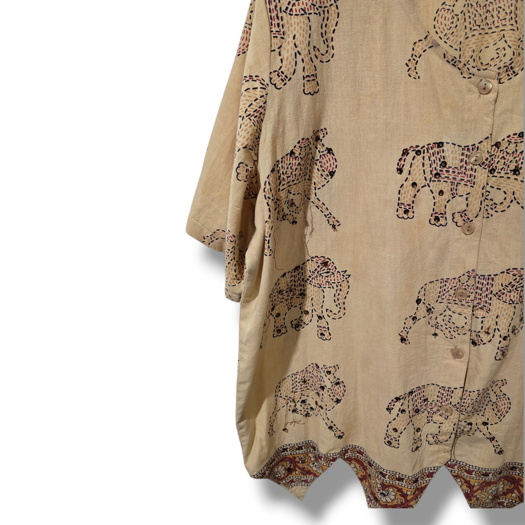 Westside Designs women’s plus size Elephant Print Button Front Top 1X