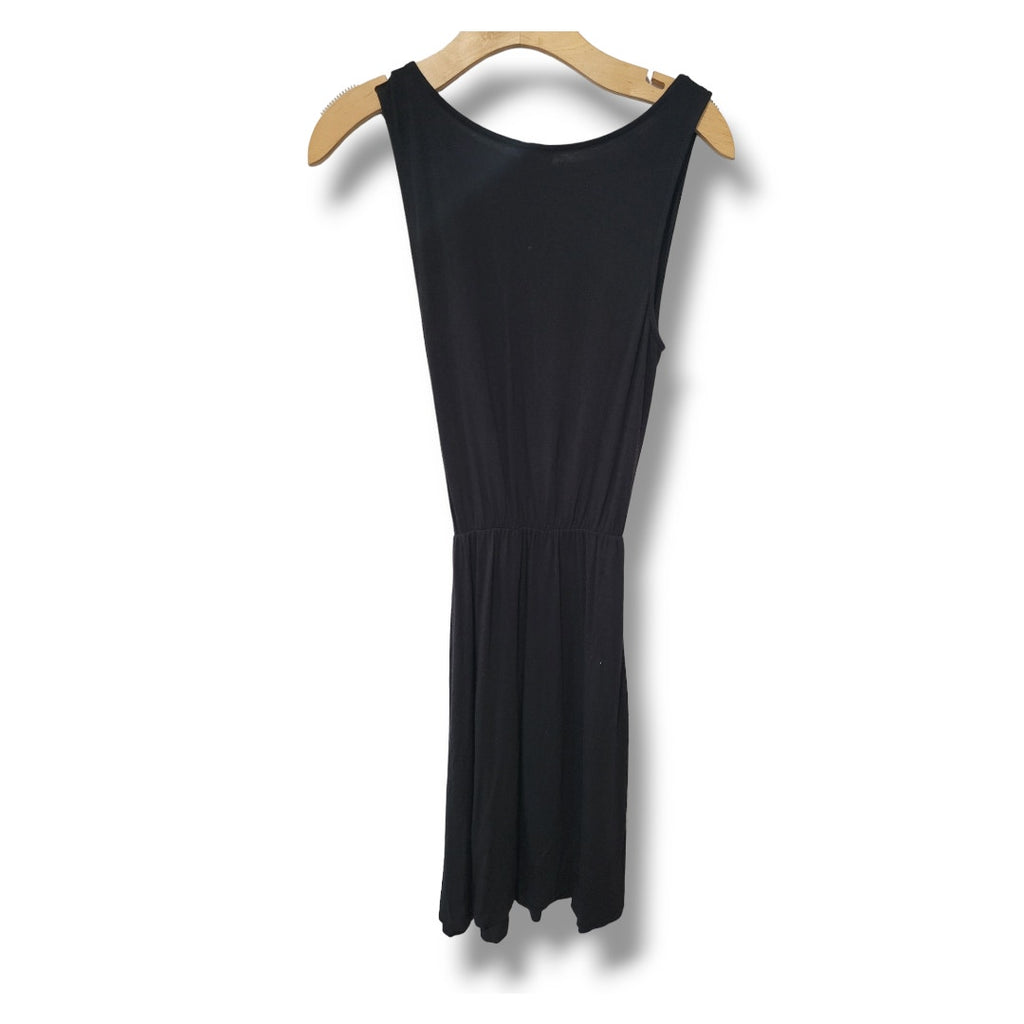 Merona Black Sleeveless V-Neck Belted Midi Dress – XS Gently Used