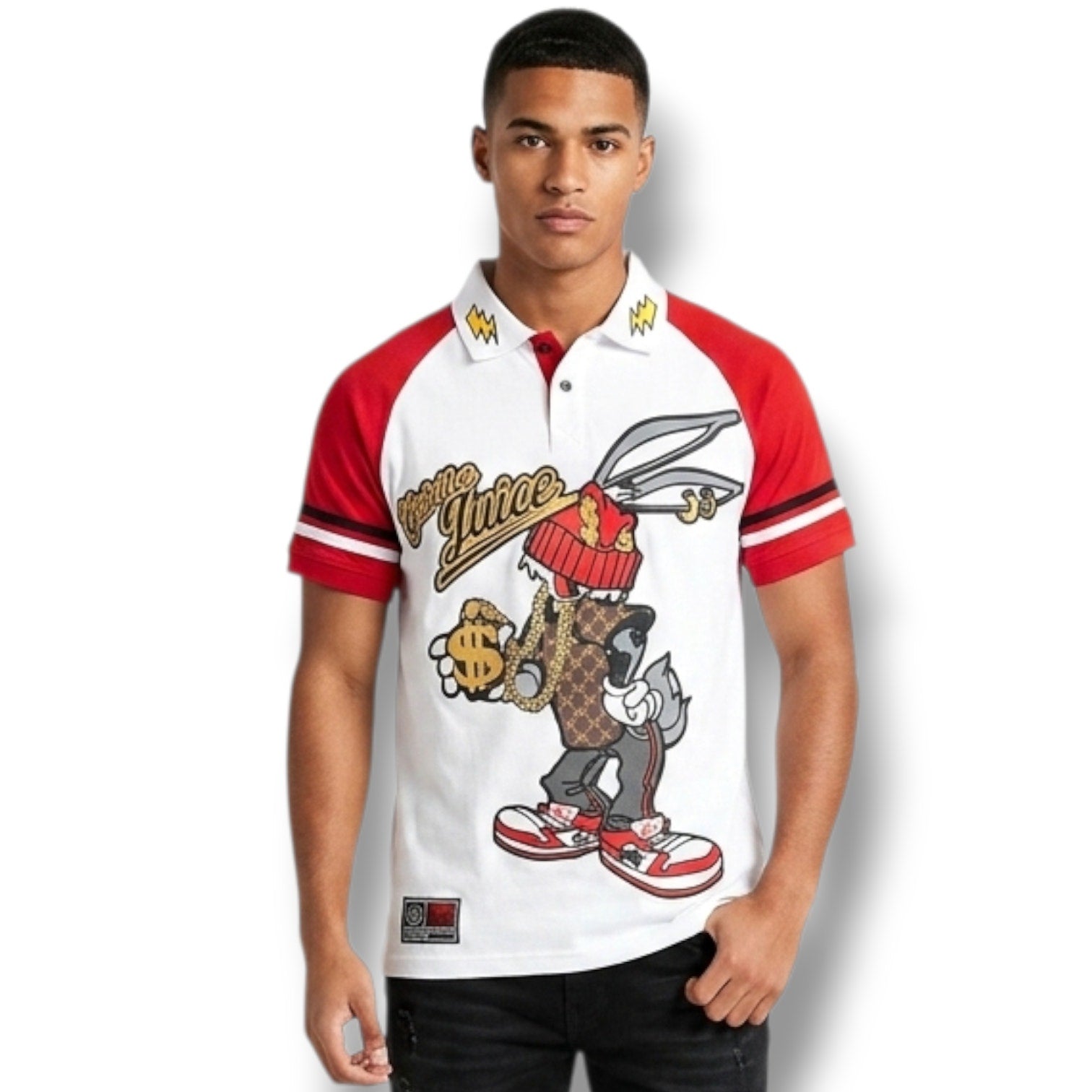 SWITCH Men’s Looney Tunes Bugs Bunny “Get The Juice” Polo Shirt – Size Small