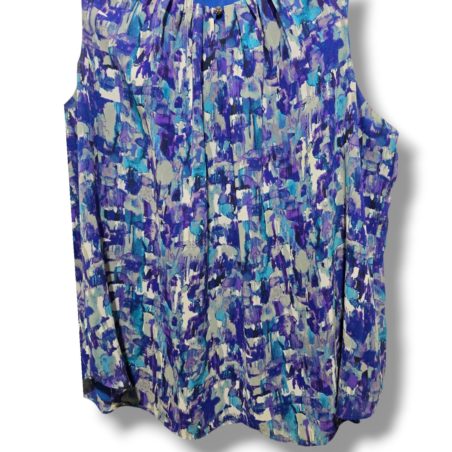 Coldwater Creek Women's Plus Size 2X Blue Purple Abstract Chiffon Tank Top