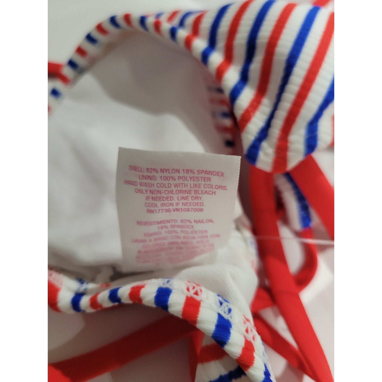 Xhilaration Juniors Ribbed striped patriotic faux button front bikini top  - xs
