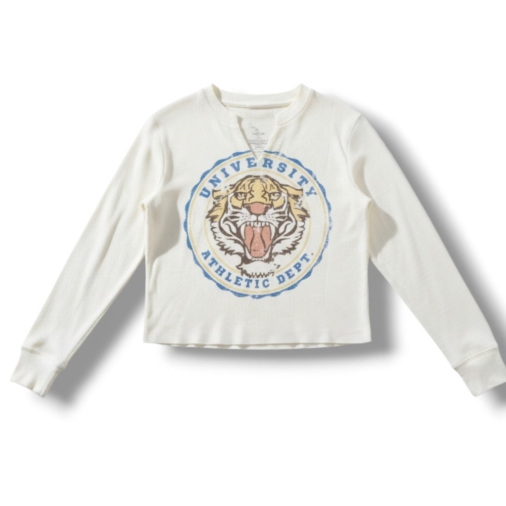 Zoe + Liv women's Long Sleeve Waffle UNIVERSITY ATHLETIC DEPARTMENT shirt  - xs