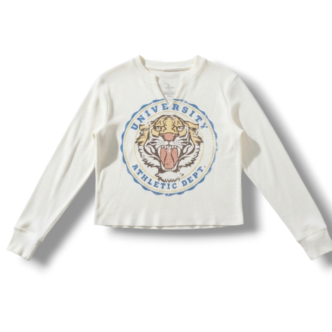 Zoe + Liv women's Long Sleeve Waffle UNIVERSITY ATHLETIC DEPARTMENT shirt  - xs