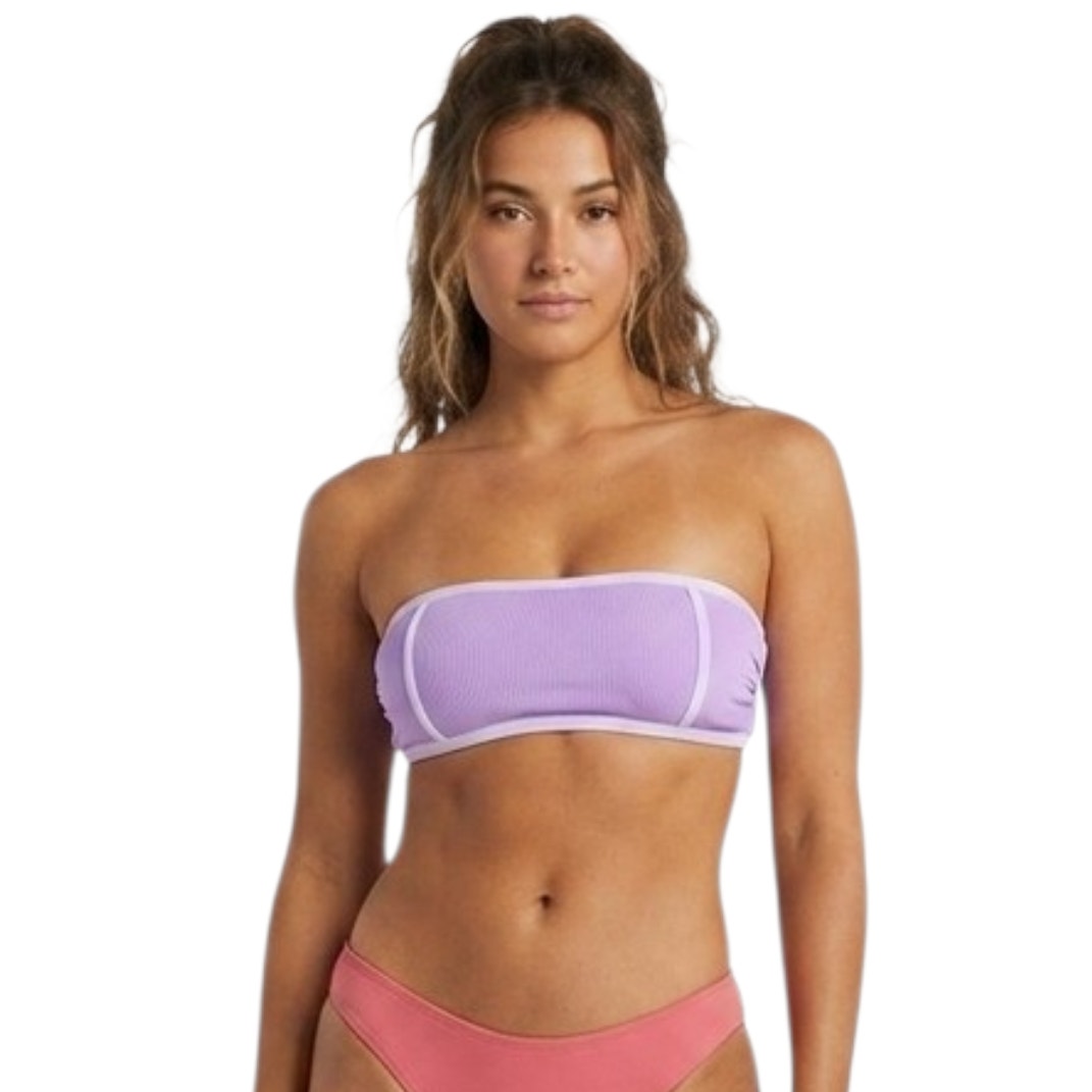 Kona Sol Women’s Purple Terry Textured Bandeau Bikini Top XL NWOT