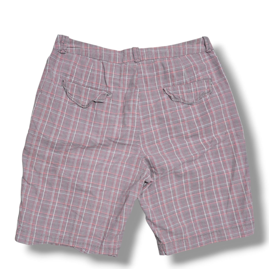 Woolrich Women's Size 12 Quarry Grey Pink Plaid Textured Cotton Shorts