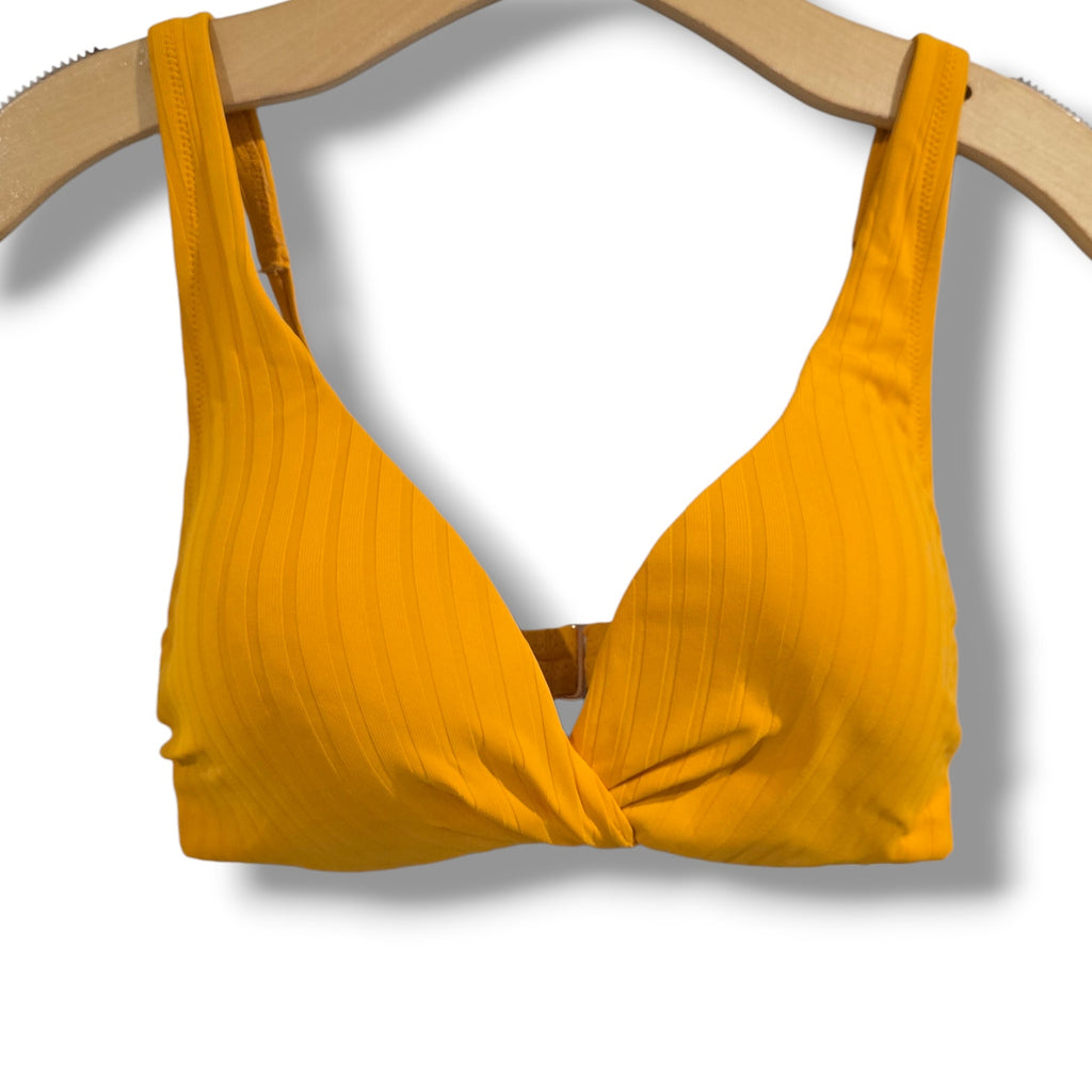 Shade & Shore Ribbed Mustard Yellow Underwire Bikini Top – 34D NWT