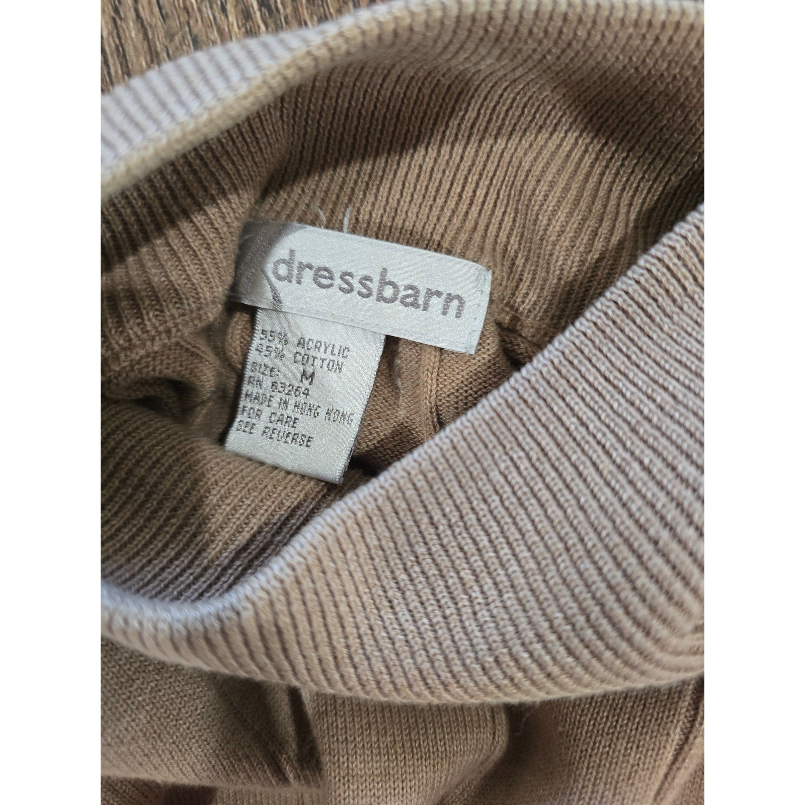 Dressbarn Camel Tan Ribbed Mock Neck Lightweight Sweater Medium