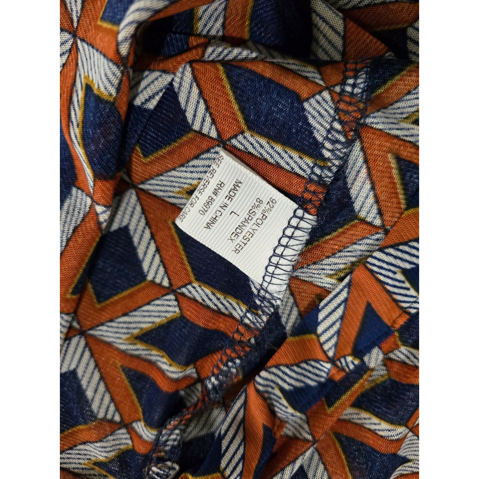Eden & Olivia Geometric Print Faux Wrap Collared Blouse
