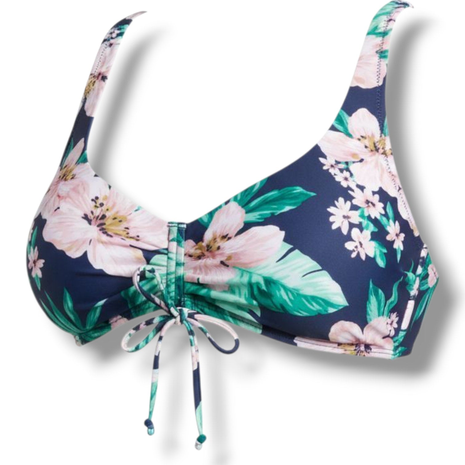 Kona Sol Women’s Cinch Front Floral Sea Breeze Bikini Swim Top Small NWT