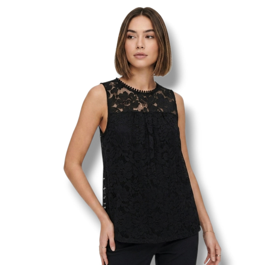 Zac & Rachel Women’s Black Lace Sleeveless Lined Blouse – Size Medium, NWT