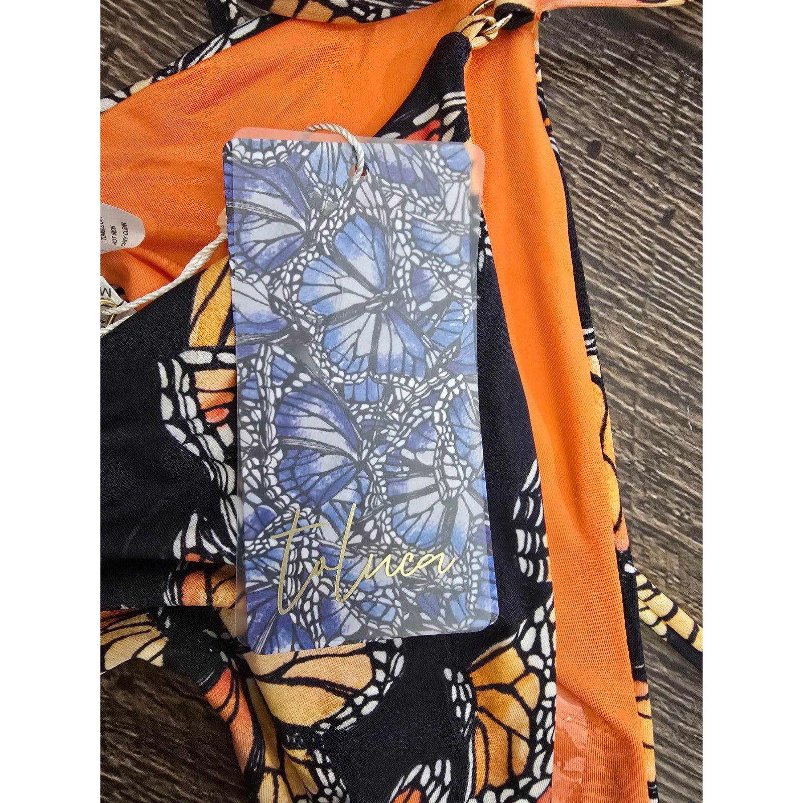 Toluca Swim Women's Size M Monarch Butterfly Print Side Tie Bikini Bottom NWT