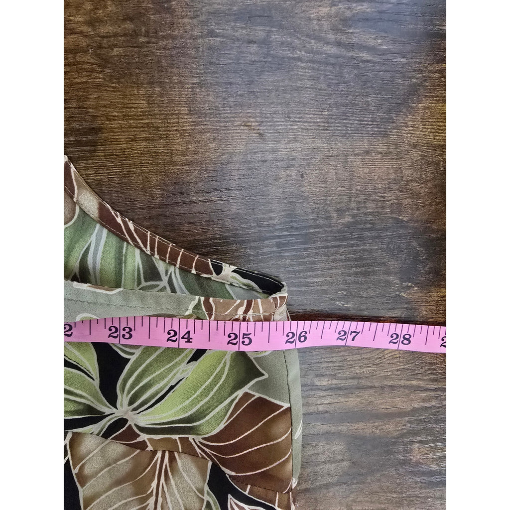 Avenue Women's Size 22/24 Green Brown Tropical Palm Leaf V-Neck Tank Top
