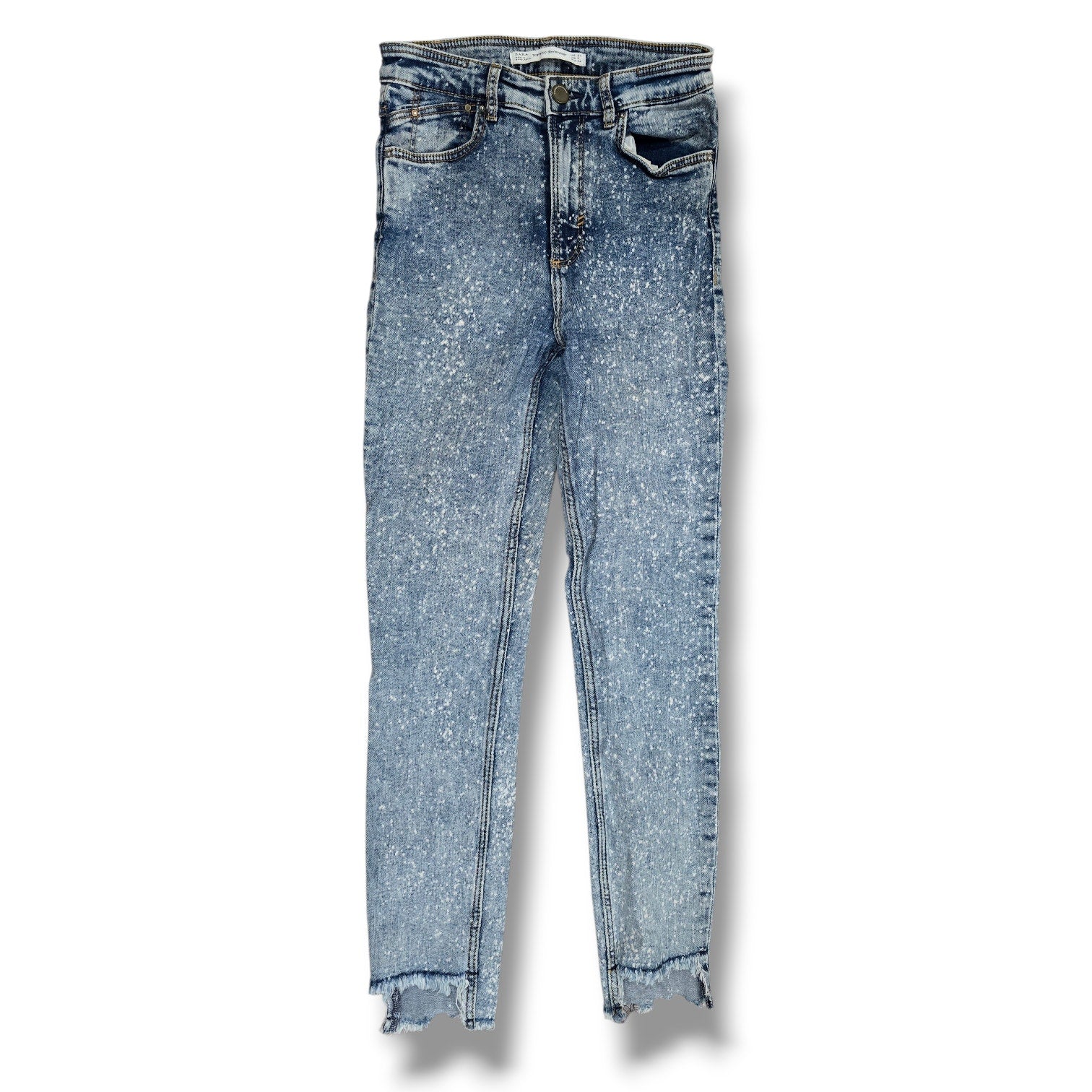 ZARA Trafaluc Acid Wash Skinny Jeans with Frayed Hem – Size 2