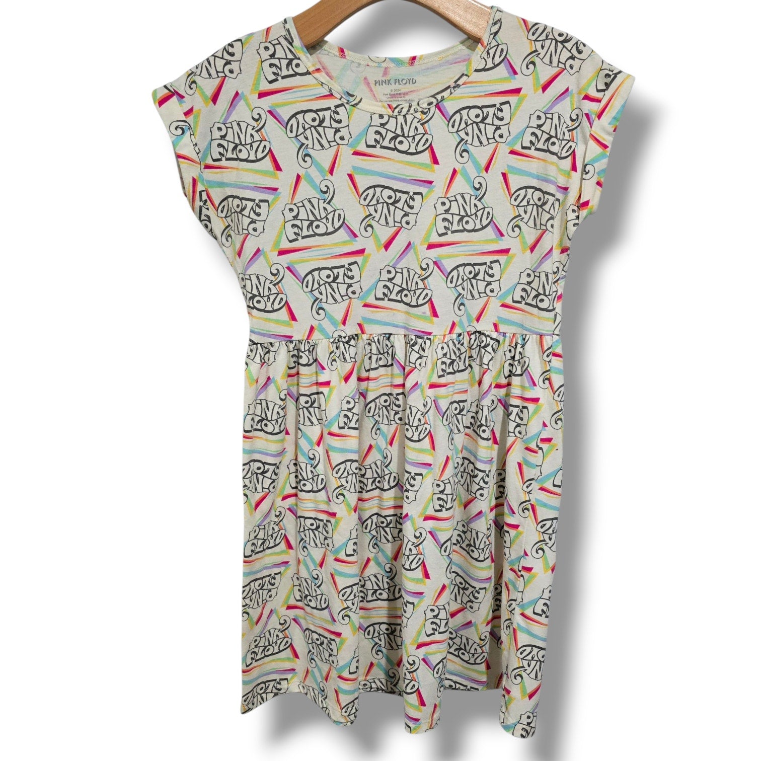 Pink Floyd Girls’ Graphic Rainbow Logo Dress Large, Cotton Polyester Gently Used