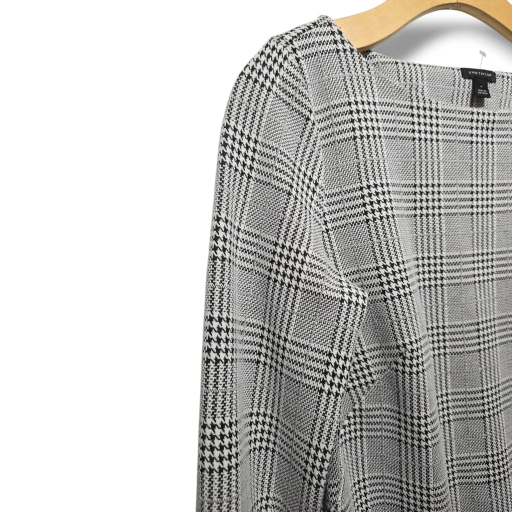 Ann Taylor Women's Size 4 Gray Black Glen Plaid Glen Check Shift Dress