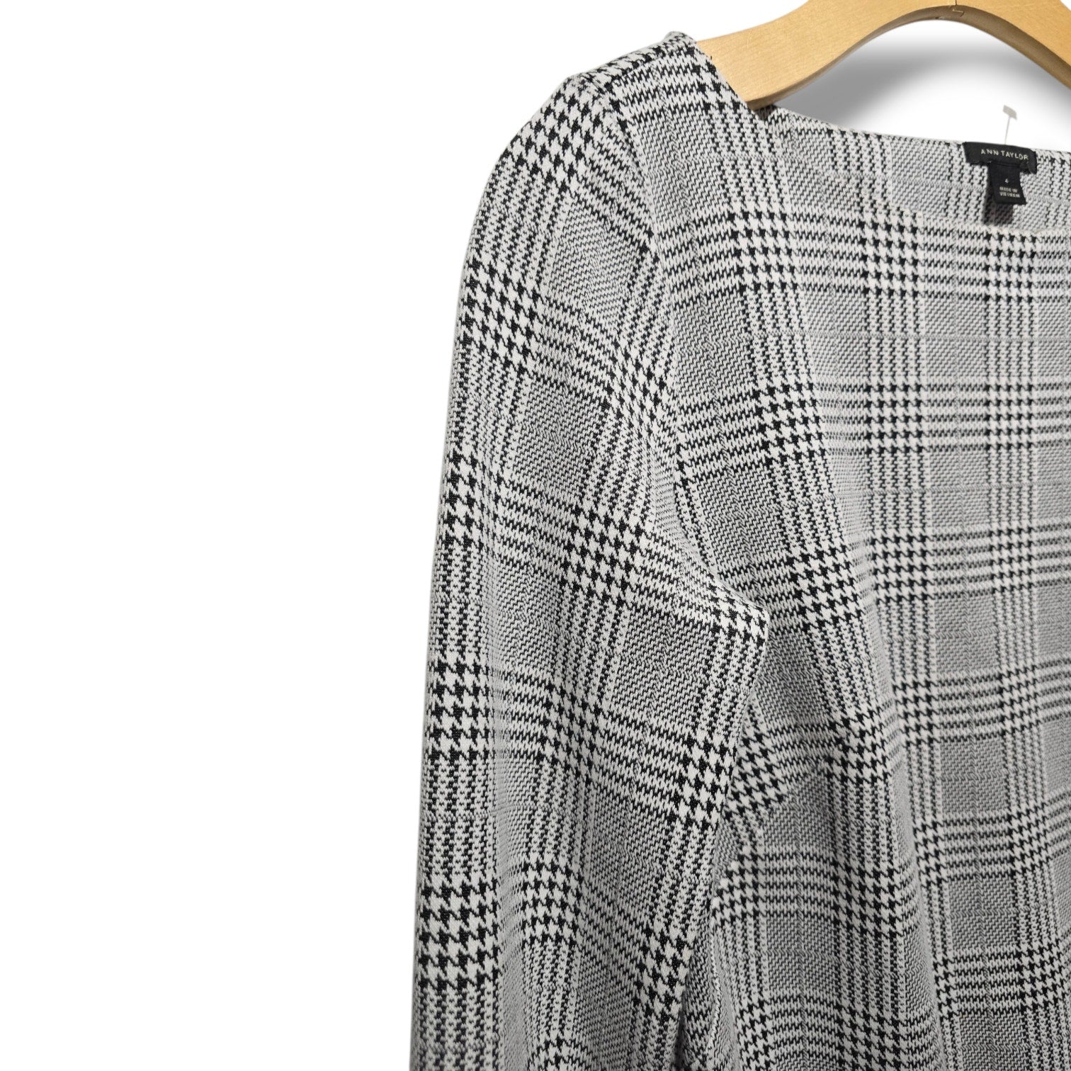Ann Taylor Women's Size 4 Gray Black Glen Plaid Glen Check Shift Dress