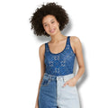 IML Isaac Morris LTD Women’s Blue Bandanna Print Bodysuit – Small, Cotton Blend