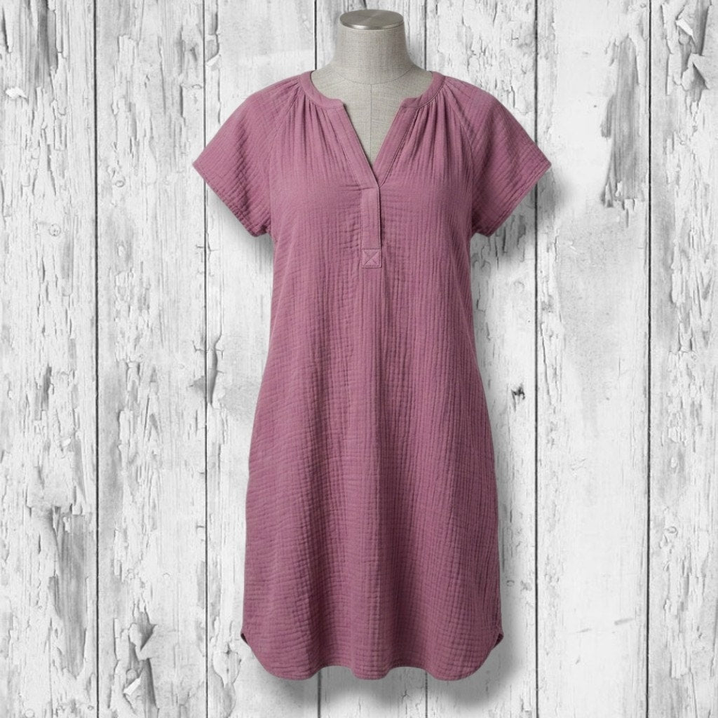 Universal Thread Women's Size M Mauve Purple Gauze Short Sleeve Shift Dress