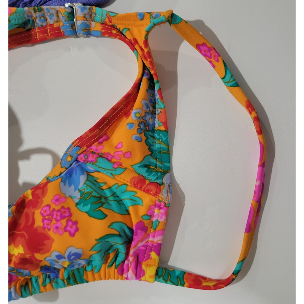 Xhilaration Juniors Orange Floral Tie-Front Bralette Bikini Top – Size XS, New