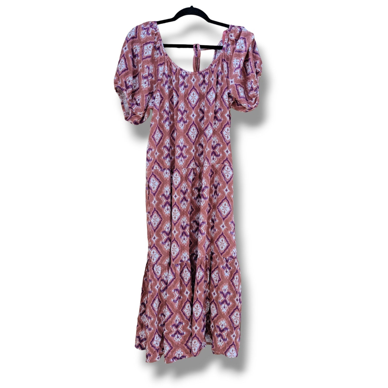 Knox Rose Women’s short puff sleeves tiered casual dress  - small