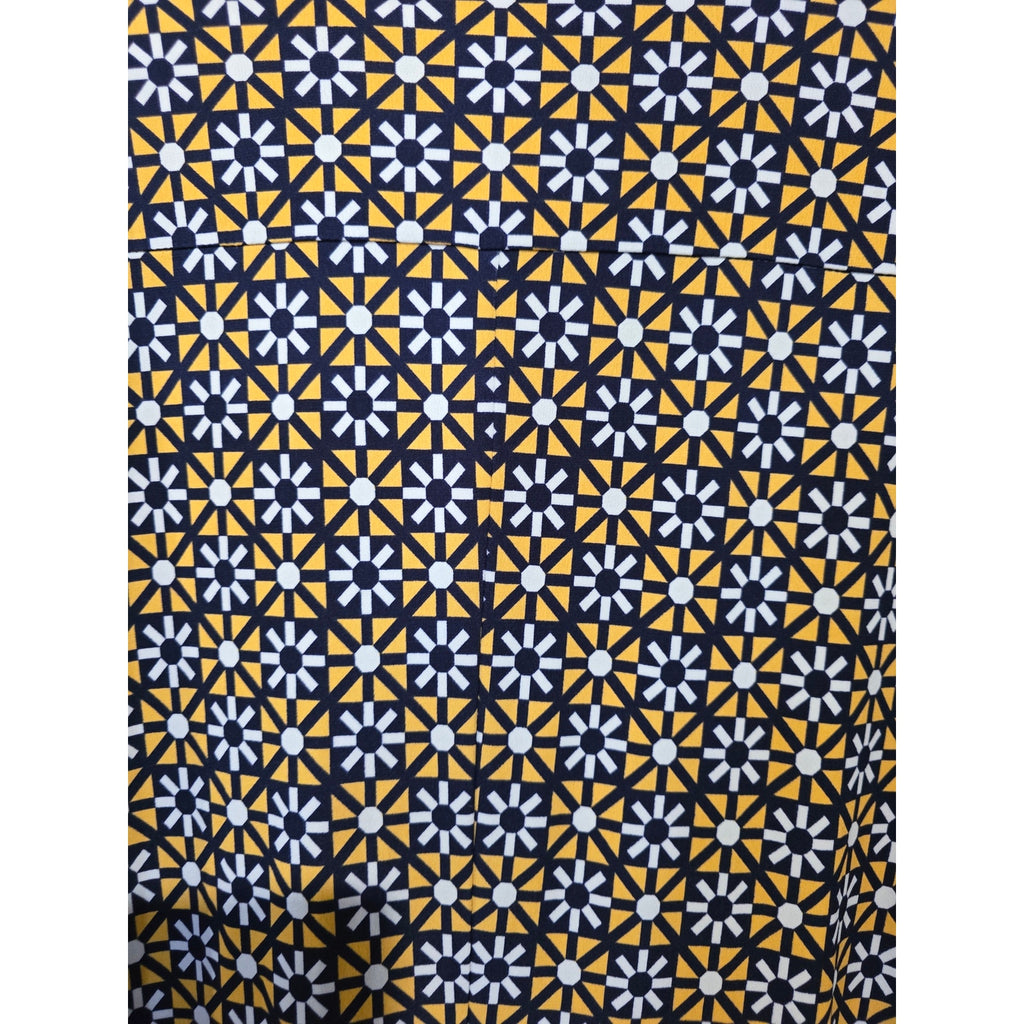 Donna Morgan Womens Size 14 Dress Geometric Navy Yellow Stretch Shift Preowned