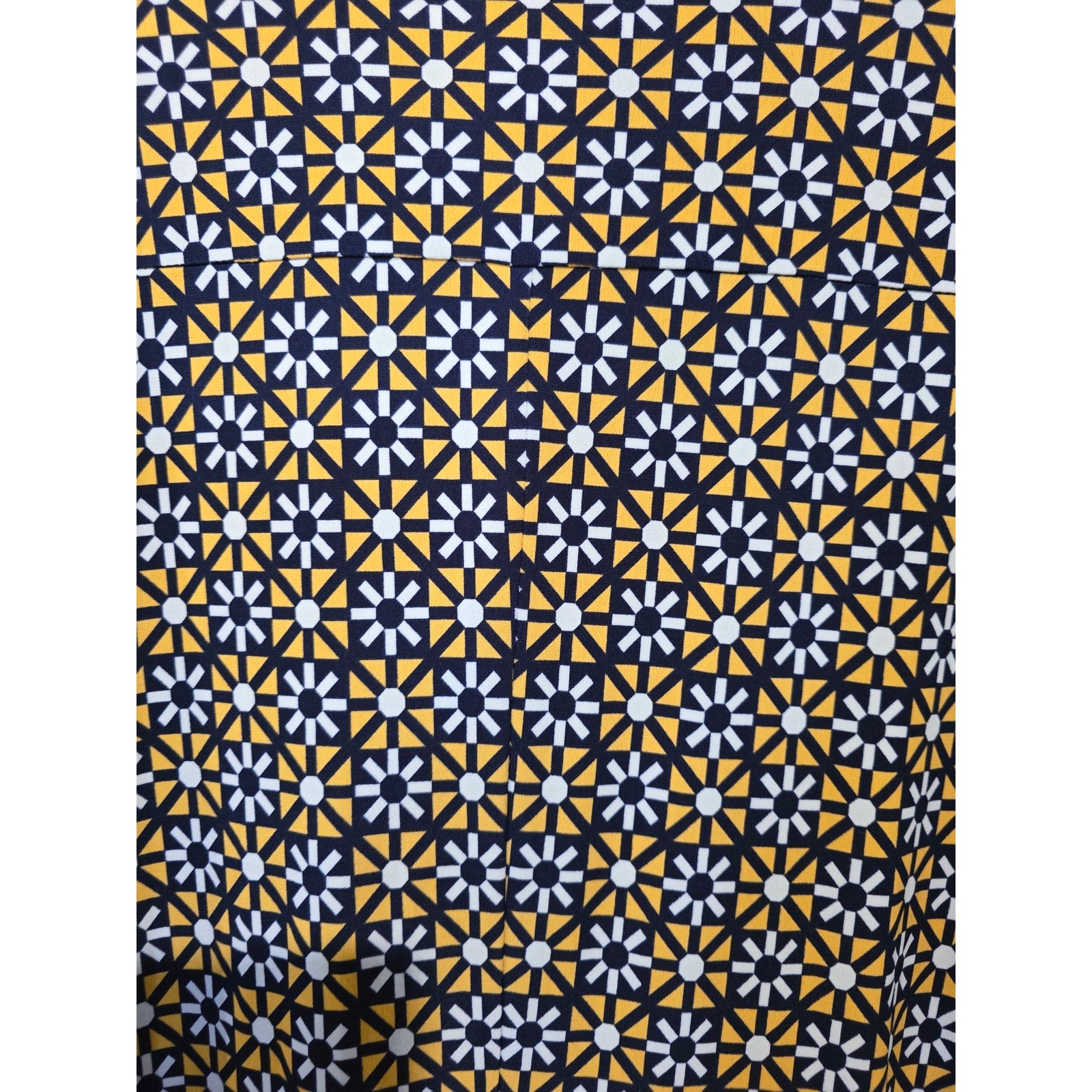 Donna Morgan Womens Size 14 Dress Geometric Navy Yellow Stretch Shift Preowned