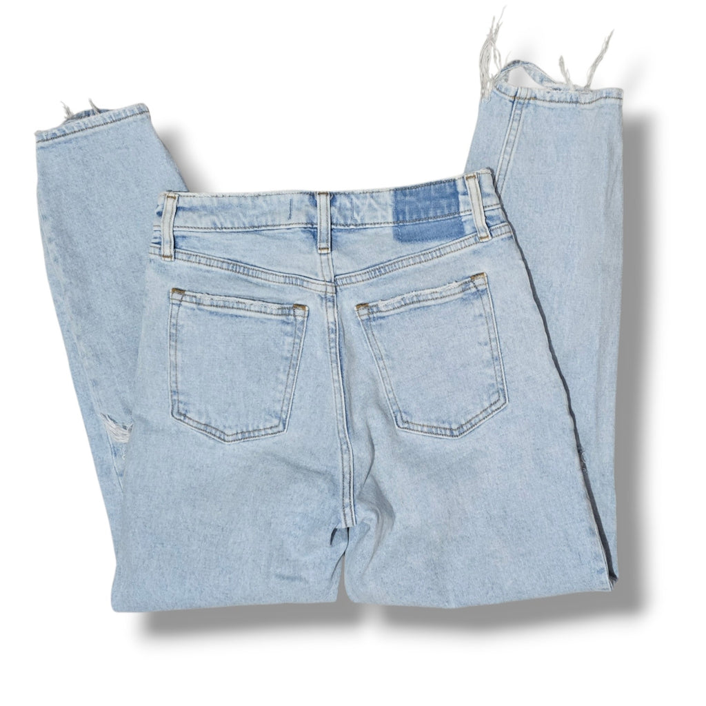Abercrombie & Fitch Curve Love Mom High Rise Distressed Light Wash Jeans 26/2