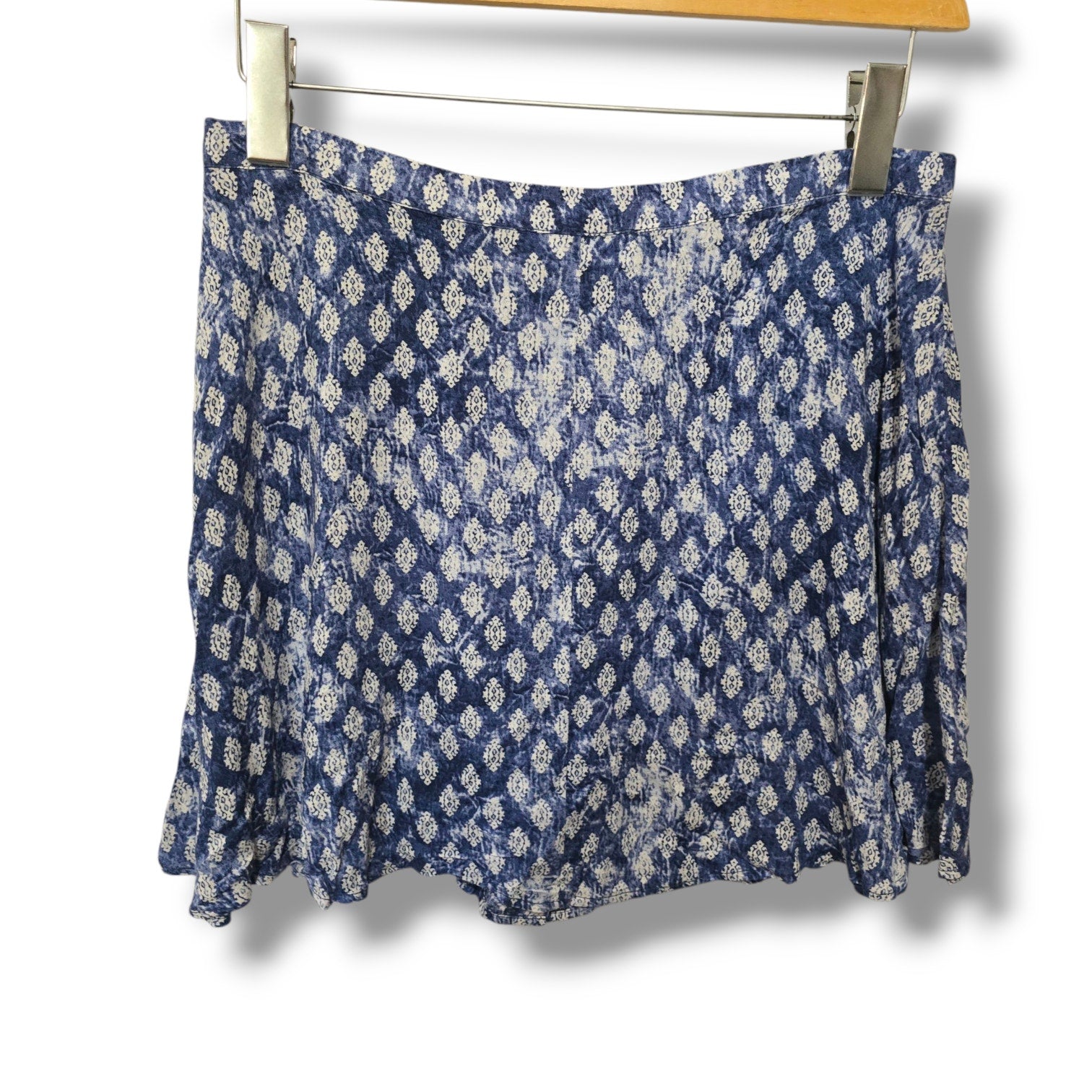 FULL TILT Juniors Blue Batik Print Dobby Crepe Skater Skirt | Size Large | New