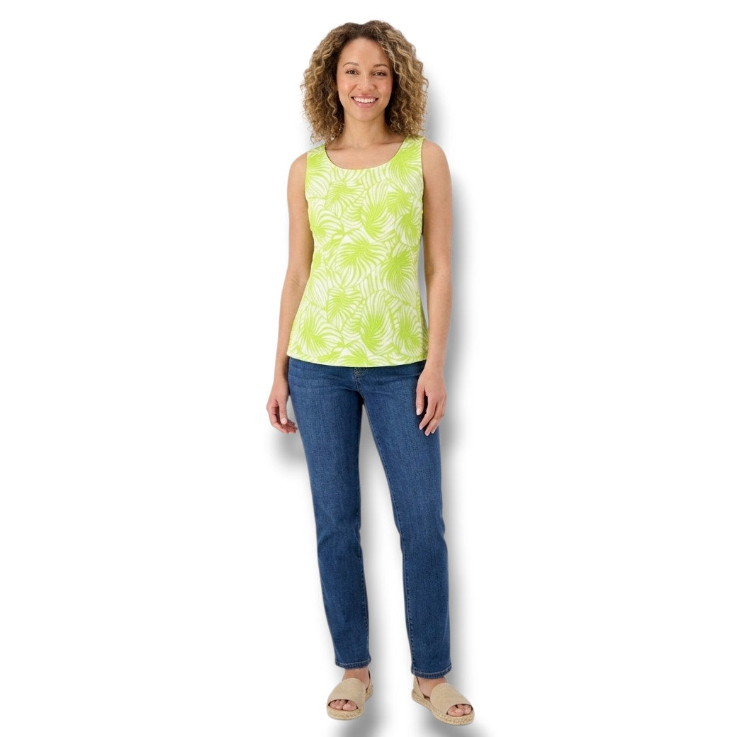 Falls Creek Green Botanical Leaf Sleeveless Blouse – XL, Lightweight
