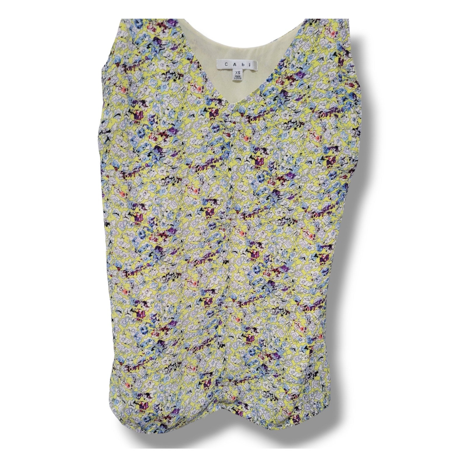 CaBi women's yellow multicolor floral lined tank top  - xs