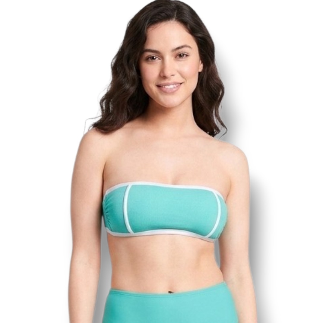 Kona Sol Women’s Terry Textured Blue Bandeau Bikini Top XL NWT