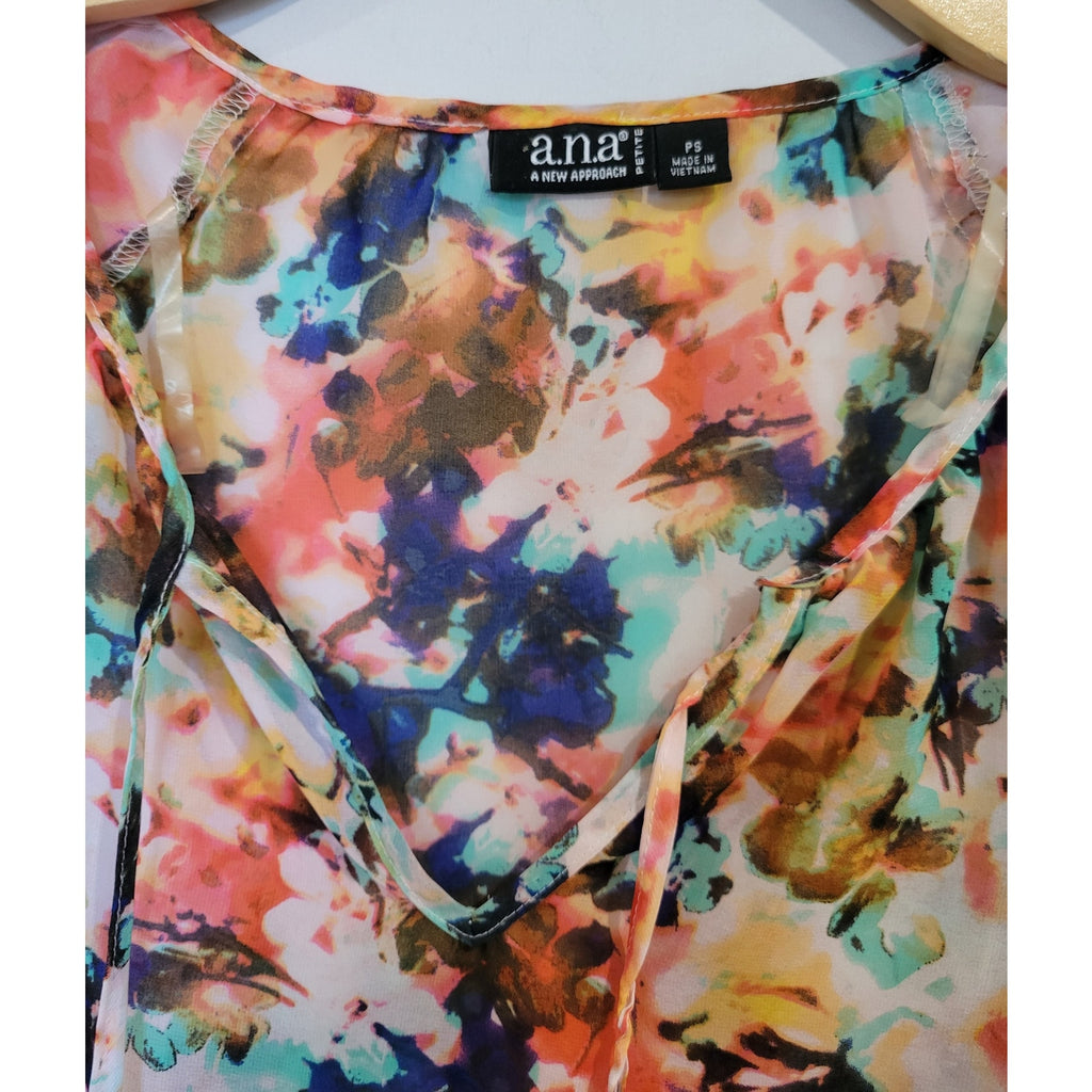 A New Approach Petite Multicolor Semi-Sheer Blouse – Size Small