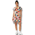 Perfect Peach Women’s Multicolor Patchwork Tiered Flutter Sleeve Dress – Large