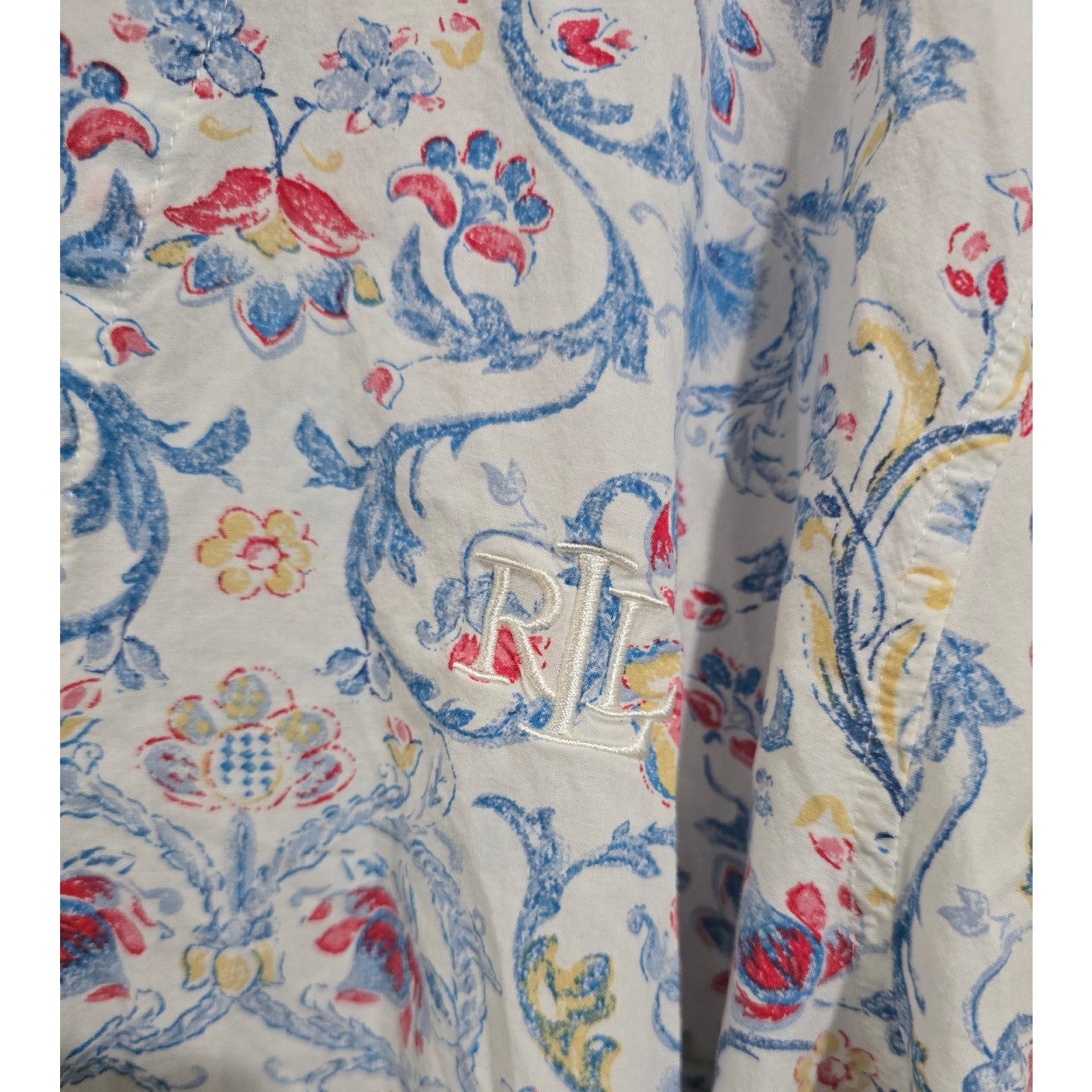 Lauren Ralph Lauren Blue and Red Floral Pajama Top
